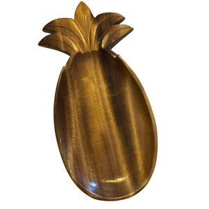 Vintage Monkey Pod Bowl, Wood Pineapple, Trinket Dish Serving Bowl Retro Hawaii